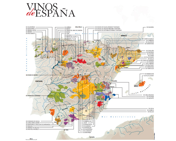 Mapa de las Denominaciones de Origen de los Vinos de España (Marzo 2013)